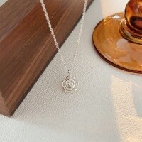 wholesale S925 Sterling Silver Korean Version Chic Camellia Necklace for Women, Small Luxury Fashion Minimalist Style Collarbone Chain-Sterling silver