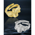 wholesale S925 Sterling Silver 841 Original Niche Design Ins Minimalist Simple Irregular Textured Wrinkle Fold Adjustable Open Ring for Women-0-1