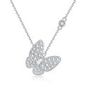 wholesale 925 Sterling Silver Plated with 18K Gold Butterfly Necklace Full Circle Marquise Moissanite Necklace for Women, Minimalist and Versatile High-End Pendant-0-4