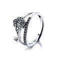 wholesale S925 Sterling Silver Vintage Literary Auspicious Lucky Ring, Lucky Wealth Peace Minimalist Design Ring for Women-0-4