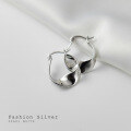 wholesale S925 Sterling Silver Geometric Twisted Wide Hoop Earrings, Minimalist Mobius Loop Wire Ear Cuffs G9488-0-0