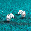 S925 Sterling Silver Moissanite Bean Earrings, Simple Everyday Fashion-0-1