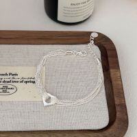 wholesale S925 Sterling Silver Multi-layer Heart Bracelet for Women, Korean Dongdaemun Summer New Arrival Small Design Minimalist Style Accessory-Sterling silver