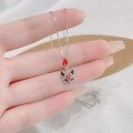 wholesale [Rose Gold Plated S925 Sterling Silver] Red Fox Necklace for Women, Minimalist Designer Small Luxury Pendant Collarbone Chain-0-1