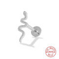 wholesale S925 Sterling Silver Cross-border Best-selling Small Snake Flat Head Threaded Cartilage Ear Piercing Stud Earrings-0-6
