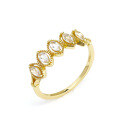 wholesale S925 Sterling Silver Gold Plated White Topaz Court Style Ring, High-End Feel, Silver Jewelry Wholesale-0-0