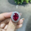 925 Silver 12ct Lab-Grown Ruby Ring-0-1