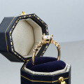 Champagne Gold Plated Sterling Silver Moissanite Six-Prong Crown Ring-0-1
