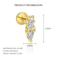 wholesale S925 Sterling Silver-E5353-Gold/Pair 925 Silver