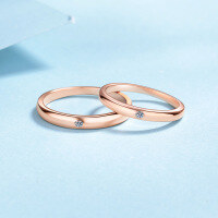 wholesale S925 sterling silver moissanite couple ring set, minimalist design plain band champagne gold ring-Women's Moissanite 2.5-point ring (champagne gold)  size 18