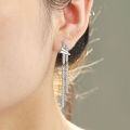 wholesale S925 Sterling Silver Long Fringe Earrings, High-End Luxury Exaggerated Fashion Pure Silver Stud Earrings, Unique Silver Earrings-0-0