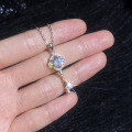 S925 Sterling Silver Moissanite Four-Leaf Clover Key Pendant Necklace Wholesale-0-1