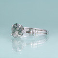 wholesale S925 Sterling Silver Niche Design Natural Moss Agate Ring 1 Carat Green Moss Gemstone Ring Cross-Border-0-1