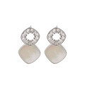 wholesale 925 Sterling Silver High-End Elegant Diamond Stud Earrings for Women, Light Luxury Niche Fashion Micro-Inlaid Zircon Shell Earrings-0-4
