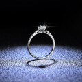 Silver Moissanite Ring Four Prong Sparkling Diamond for Women-0-1