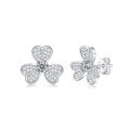 wholesale New Fashionable and Fresh Lucky Clover 30-Point Moissanite 18K Gold-Plated Silver Diamond-Cut Stud Earrings-0-4
