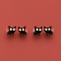 wholesale S925 Sterling Silver Korean Style Minimalist Fashion Black Cat Stud Earrings Summer Fresh Student Ear Jewelry M00657-0-0