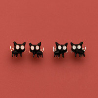 wholesale S925 Sterling Silver Korean Style Minimalist Fashion Black Cat Stud Earrings Summer Fresh Student Ear Jewelry M00657-Silver 925 silver