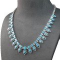 wholesale 925 Silver Gold-Plated Necklace with High-Carbon Diamond Blue Turquoise Oval Cut Exquisite Luxury Geometric Versatile Jewelry for Women-0-4