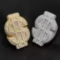 wholesale Metal Rhinestone Hip-Hop Cross-Border New Dollar Sign Ring for Men Wholesale-0-1