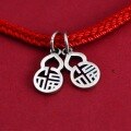 wholesale S925 Sterling Silver Retro Gourd Pendant DIY Beaded Bracelet Necklace Hollow-Out "Fu" Character Ornament Accessories-0-2