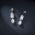 wholesale S925 Sterling Silver Gold Plated 5*8mm Marquise Leaf Earrings with Full Moissanite Studs for Women-0-2
