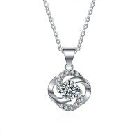 S925 Sterling Silver Moissanite Four-Leaf Clover Pendant Necklace-[Super Sparkling Zircon] 50-point Necklace  925 Silver