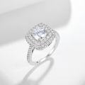 wholesale S925 silver plated with 18k gold, new double-row halo cushion cut 65mm full moissanite women's engagement ring-0-1