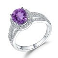 wholesale S925 silver luxurious jewelry amethyst ring for women, cross-border fashion, unique, set with natural gemstones-0-4