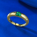 wholesale S925 Gold-Plated Silver 4*5mm Green Diamond Ring, European and American New Style, Elegant and Fairness-Enhancing Women's Ring-0-2
