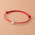 wholesale S925 Silver Korean Version Minimalist Four-Leaf Clover Red String Bracelet, Summer Fresh and Simple Hand Accessory S5186-0-0