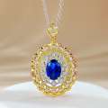 wholesale Metal Material, ZHUOZHIFAN Jewelry New Italian Craftsmanship Court Style 6*8 Simulated Sapphire Necklace Pendant Live-0-0