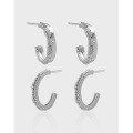 wholesale S925 Sterling Silver C-Shaped Beaded Edge Minimalist Versatile Korean Version Ins Niche Design Earrings for Women-0-0