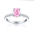wholesale 925 Sterling Silver 15ct Oval Snowflake Cut Ring with Luxurious High-End Sense 6*8 Color Gemstone High-Carbon Diamond Women's Ring-0-8