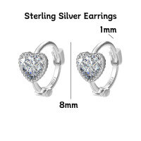 wholesale 925 Silver Women's Four-leaf Clover Heart-shaped Pure Silver Non-removable Ear Cuff Hoop Earrings-Heart-shaped white diamond sterling silver earrings