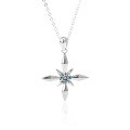 S925 Sterling Silver Moissanite Four-Pointed Star Necklace, Factory Direct-0-3