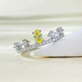 wholesale S925 Silver 3*5 Oval Yellow Diamond Ring for Engagement, High Carbon Diamond Ring Gift for Women-0-2
