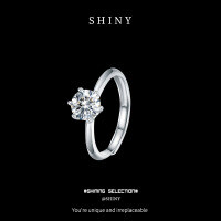 S925 Sterling Silver Moissanite Classic Six-Prong One-Carat Engagement Ring-S925 sterling silver + 1 carat moissanite  Adjustable opening