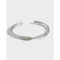 wholesale S925 Sterling Silver SF262 Korean Style Minimalist Twist Brushed InsAdjustable Bracelet for Women-0-0