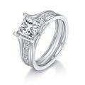 wholesale 18k white gold-plated S925 silver 65mm princess cut moissanite ring for women, stackable band ring, Amazon bestseller-0-0