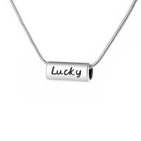 wholesale S925 Sterling Silver Snake Bone Chain Tube Bead Design Lucky Letter Necklace Ins Korean Style Versatile Women's-374L/approximately 6.9g>925 silver