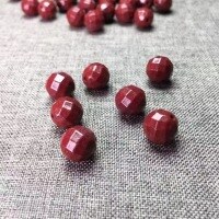 wholesale Metal material faceted bead cut surface natural cinnabar loose bead accessories for DIY bracelets, necklaces, and collectibles-6 mm (5 pieces)