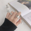 wholesale S925 Sterling Silver 250 Korean Version INS Minimalist Irregular Surface Open-Ended Women's Ring, Versatile Silver Jewelry-0-3