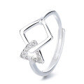 wholesale S925 Sterling Silver Cross-Border Hot Selling Geometric Irregular Shape Design Versatile Fashion Open Ring-0-4