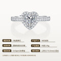 925 Sterling Silver Princess Escape Heart Moissanite Ring-0-4