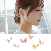 wholesale S925 Silver Butterfly Earrings for Women, Korean Style Fashion Small Fresh Hollow Rose Gold Small Butterfly Earrings E4470-s925 silver silver model 925 silver