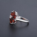 wholesale S925 Sterling Silver Natural Red Garnet Ring, Light Luxury Design with Colored Gemstone-0-2