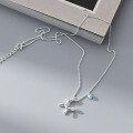 wholesale S925 Silver NaLan Fresh Sweet Ins Niche Design Balloon Dog Blue Heart Bead Necklace Y01944-0-2