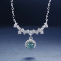 S925 Silver Natural Hazardous Blue Jade Tassel Round Pendant-0-0