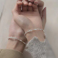 wholesale Metal Double Heart Möbius Couple Bracelet, Minimalist Twisted Loop Love Open Bangle for Him and Her-0-1